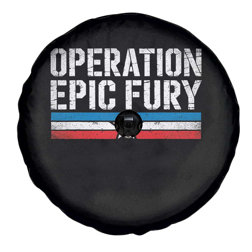 Operation Epic Fury Retro Patriotic Stripe Spare Tire Cover Vintage American Strength Freedom Supporters