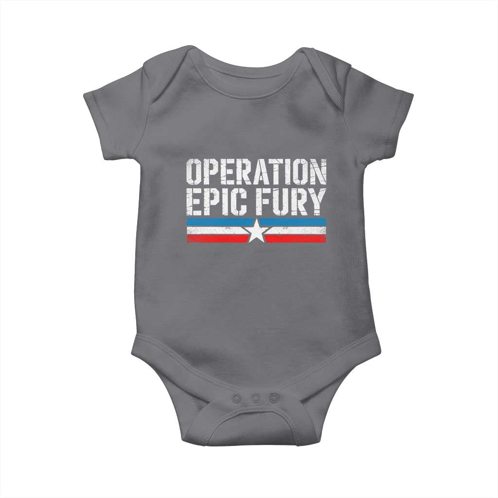 Operation Epic Fury Retro Patriotic Stripe Baby Onesie Vintage American Strength Freedom Supporters