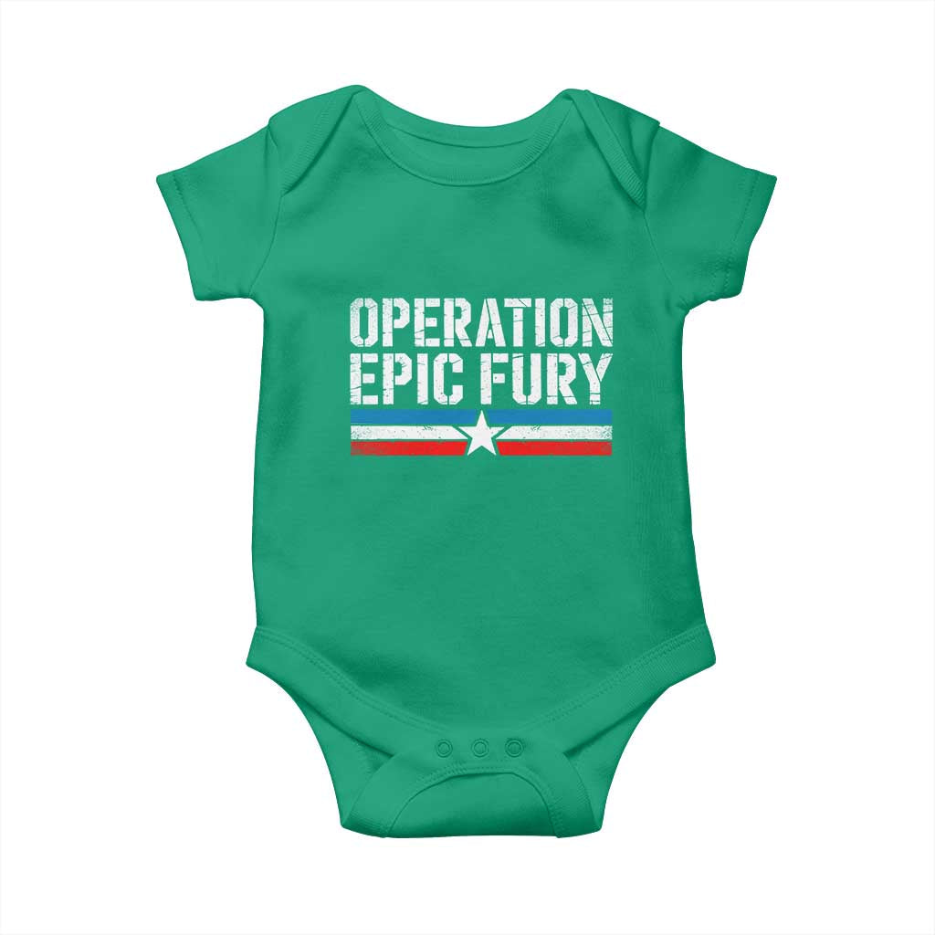 Operation Epic Fury Retro Patriotic Stripe Baby Onesie Vintage American Strength Freedom Supporters
