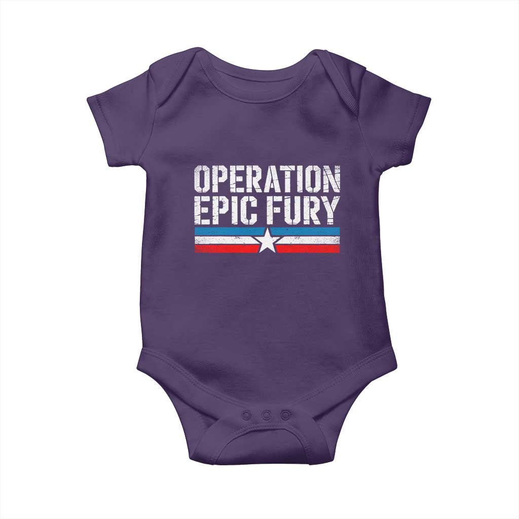 Operation Epic Fury Retro Patriotic Stripe Baby Onesie Vintage American Strength Freedom Supporters