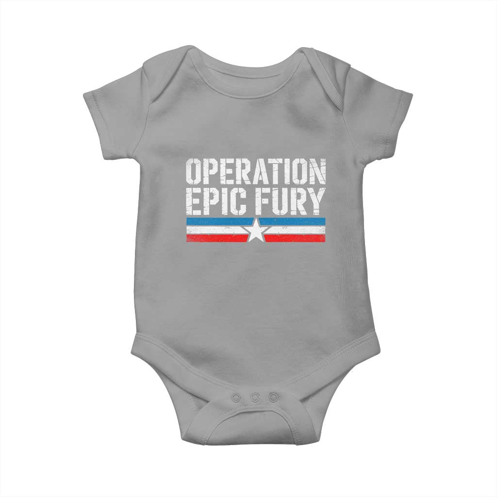 Operation Epic Fury Retro Patriotic Stripe Baby Onesie Vintage American Strength Freedom Supporters