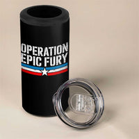 Operation Epic Fury Retro Patriotic Stripe 4 in 1 Can Cooler Tumbler Vintage American Strength Freedom Supporters