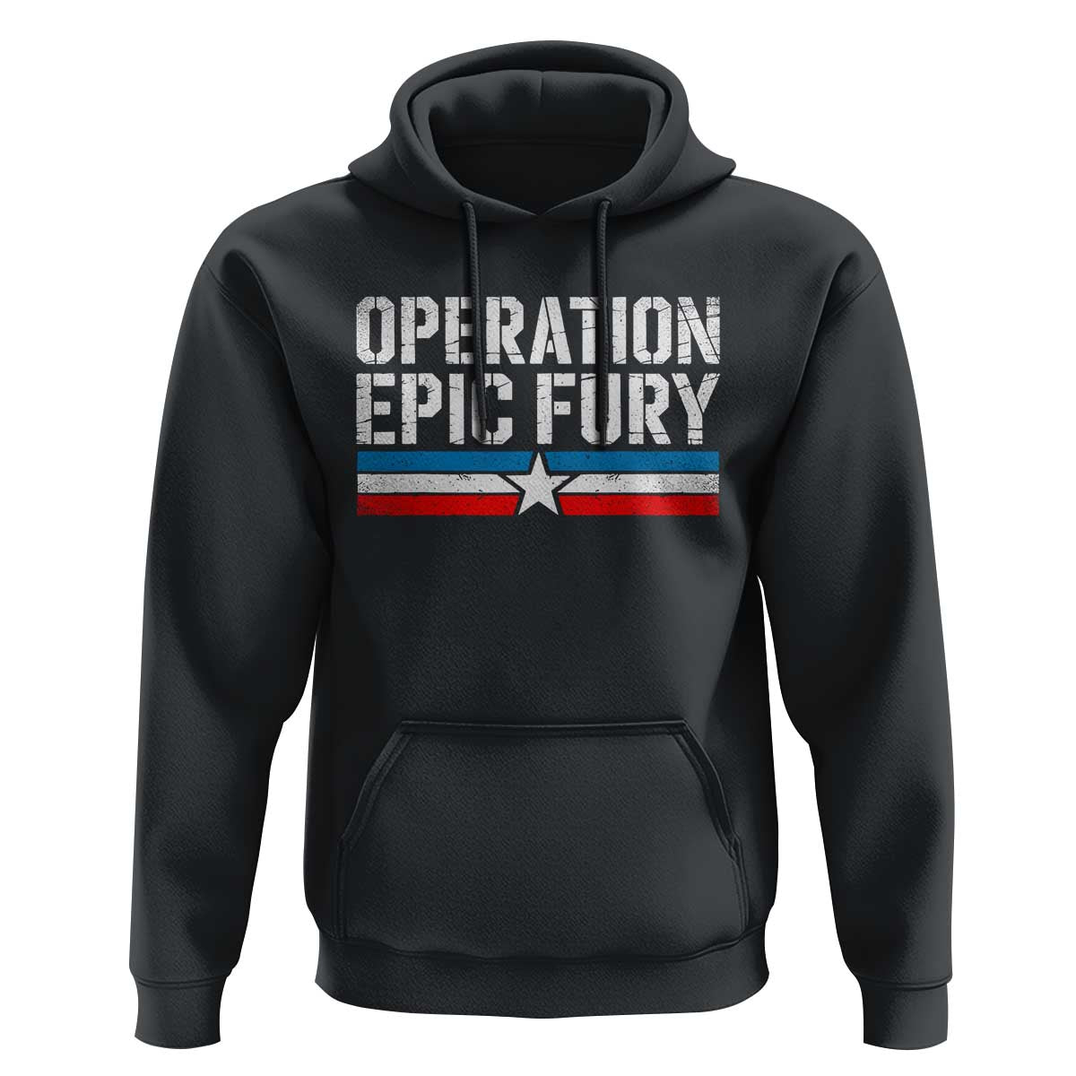 Operation Epic Fury Retro Patriotic Stripe Hoodie Vintage American Strength Freedom Supporters