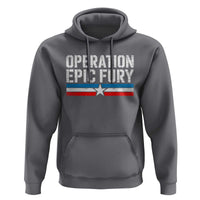 Operation Epic Fury Retro Patriotic Stripe Hoodie Vintage American Strength Freedom Supporters