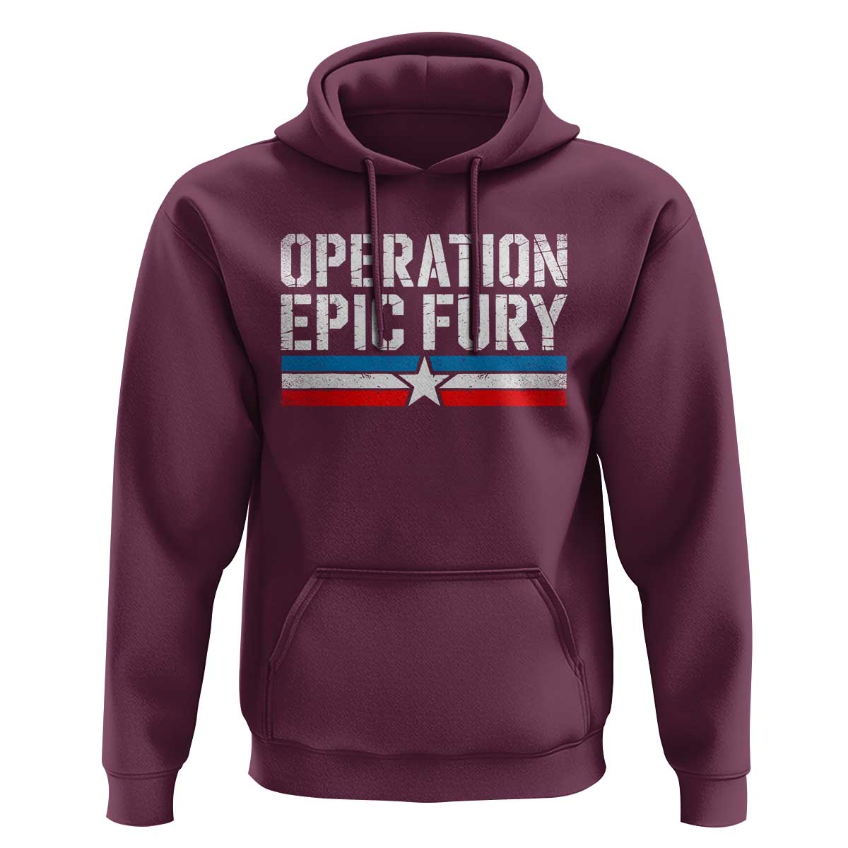 Operation Epic Fury Retro Patriotic Stripe Hoodie Vintage American Strength Freedom Supporters