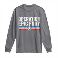 Operation Epic Fury Retro Patriotic Stripe Long Sleeve Shirt Vintage American Strength Freedom Supporters