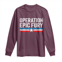 Operation Epic Fury Retro Patriotic Stripe Long Sleeve Shirt Vintage American Strength Freedom Supporters