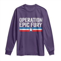 Operation Epic Fury Retro Patriotic Stripe Long Sleeve Shirt Vintage American Strength Freedom Supporters
