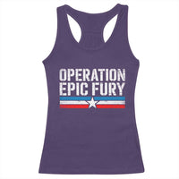 Operation Epic Fury Retro Patriotic Stripe Racerback Tank Top Vintage American Strength Freedom Supporters