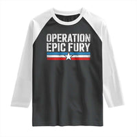 Operation Epic Fury Retro Patriotic Stripe Raglan Shirt Vintage American Strength Freedom Supporters