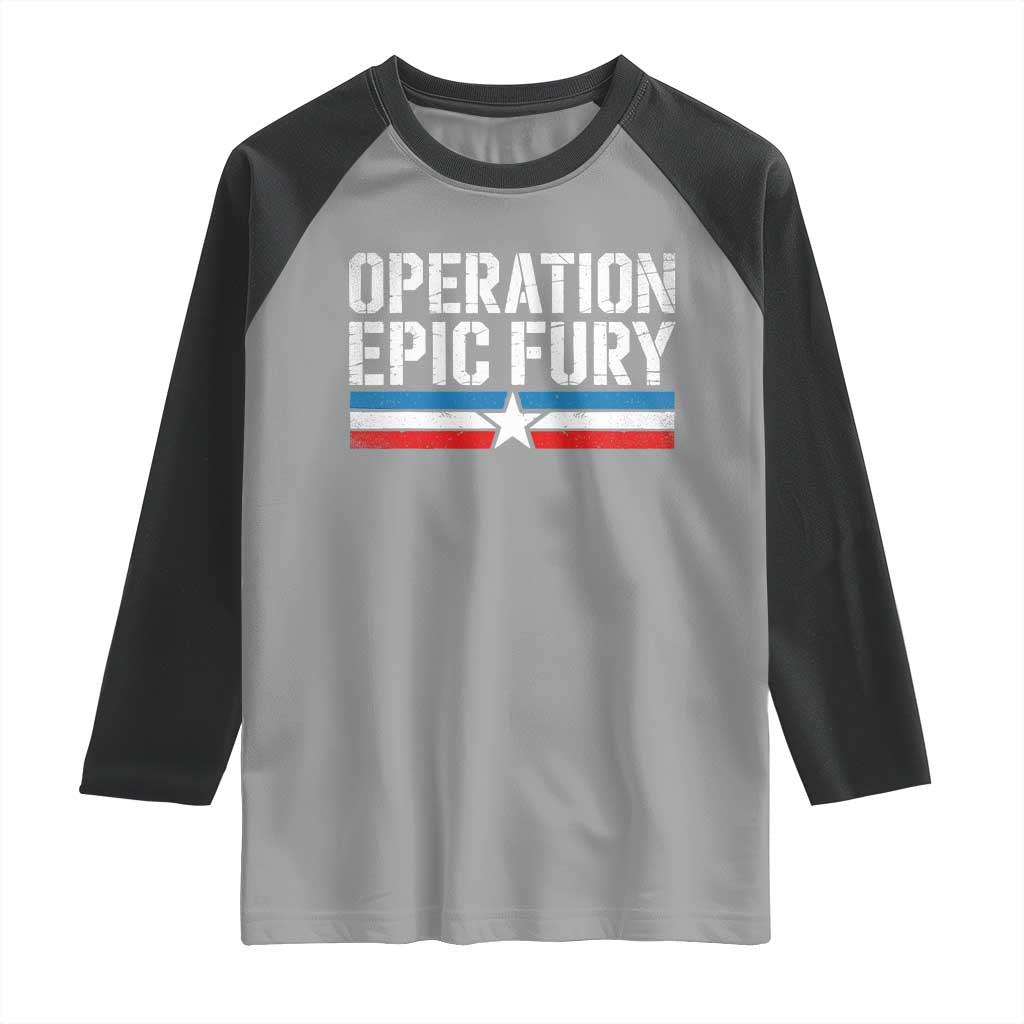 Operation Epic Fury Retro Patriotic Stripe Raglan Shirt Vintage American Strength Freedom Supporters