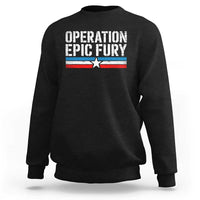 Operation Epic Fury Retro Patriotic Stripe Sweatshirt Vintage American Strength Freedom Supporters