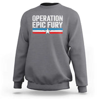 Operation Epic Fury Retro Patriotic Stripe Sweatshirt Vintage American Strength Freedom Supporters