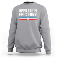 Operation Epic Fury Retro Patriotic Stripe Sweatshirt Vintage American Strength Freedom Supporters