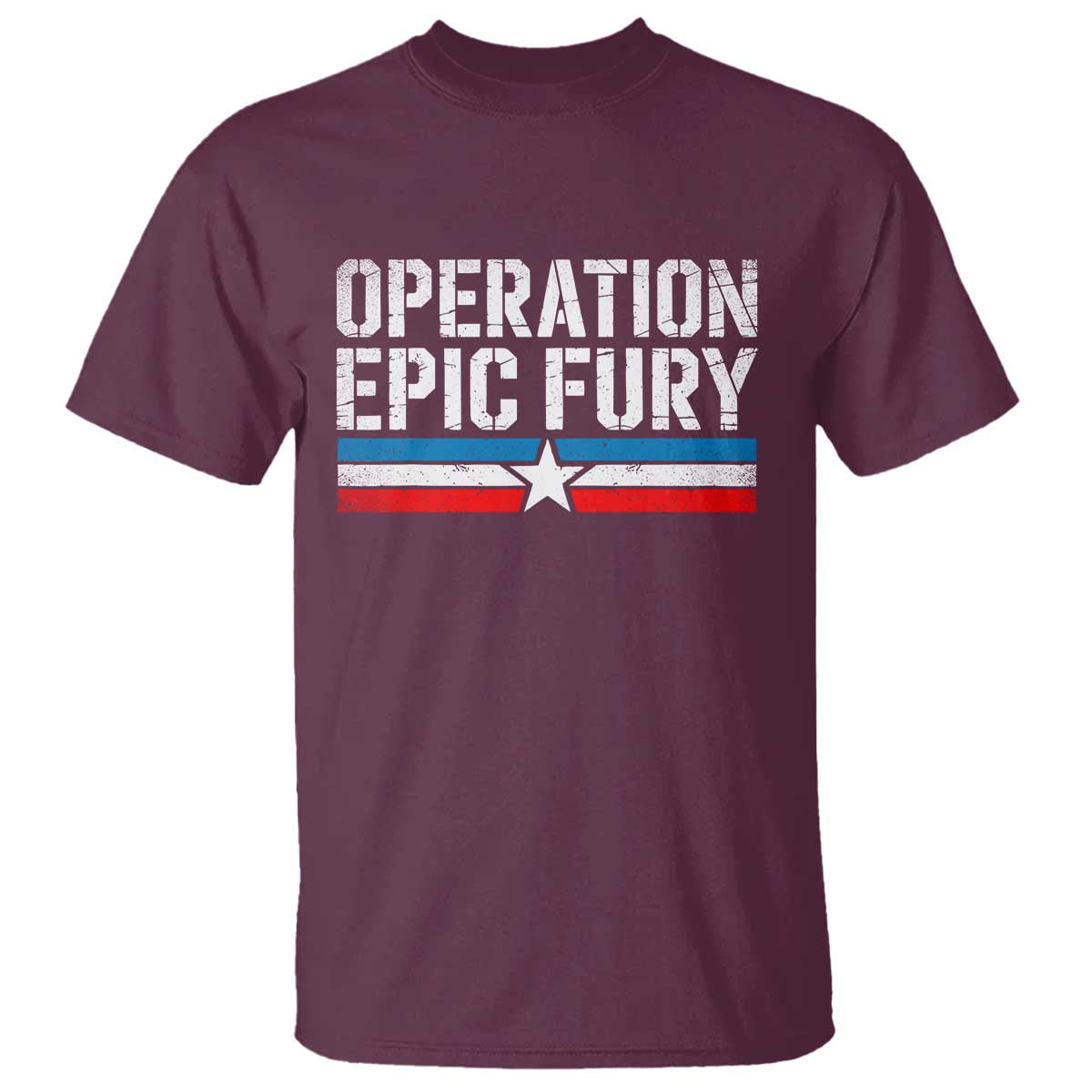 Operation Epic Fury Retro Patriotic Stripe T Shirt Vintage American Strength Freedom Supporters