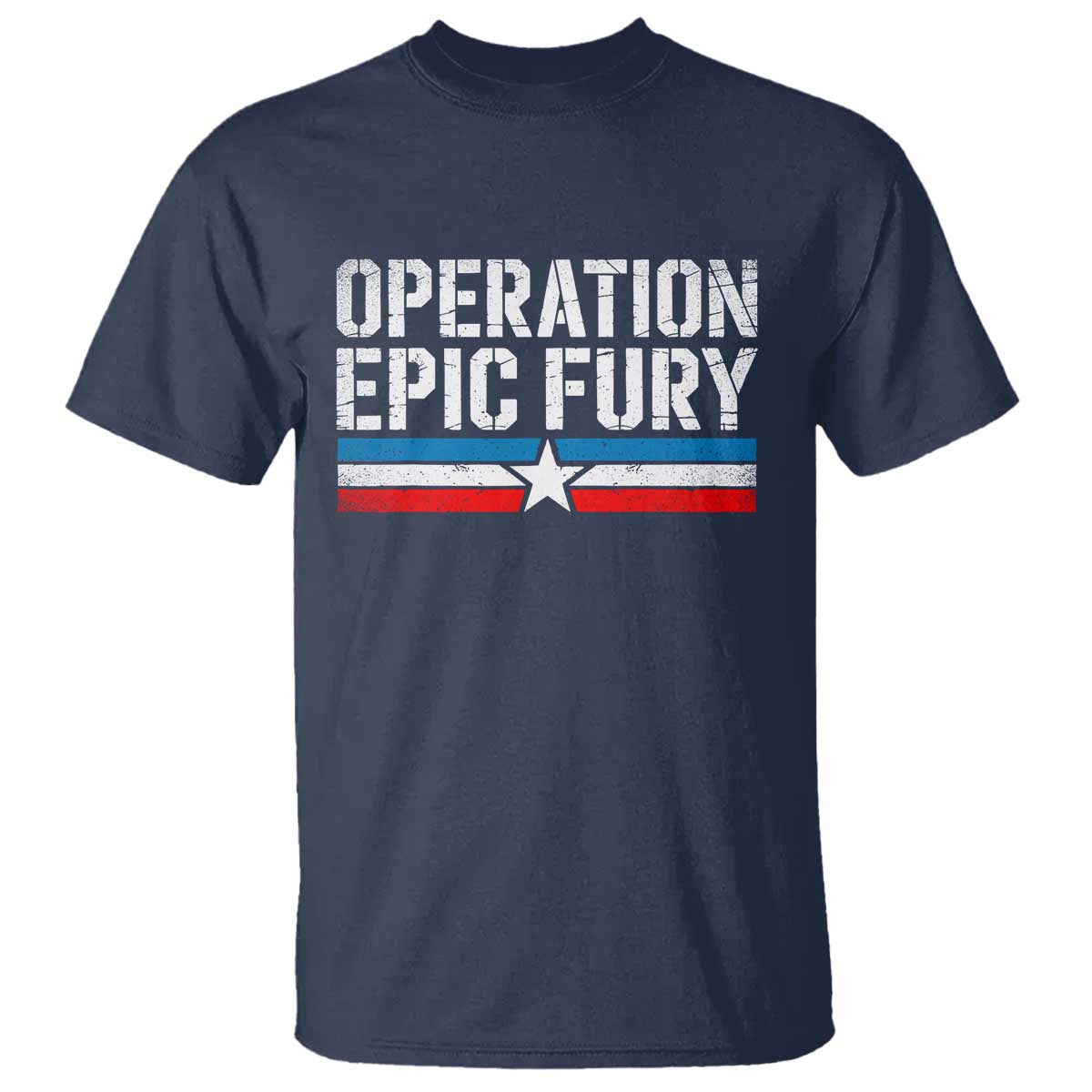 Operation Epic Fury Retro Patriotic Stripe T Shirt Vintage American Strength Freedom Supporters