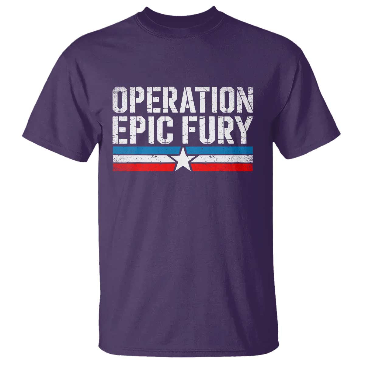 Operation Epic Fury Retro Patriotic Stripe T Shirt Vintage American Strength Freedom Supporters