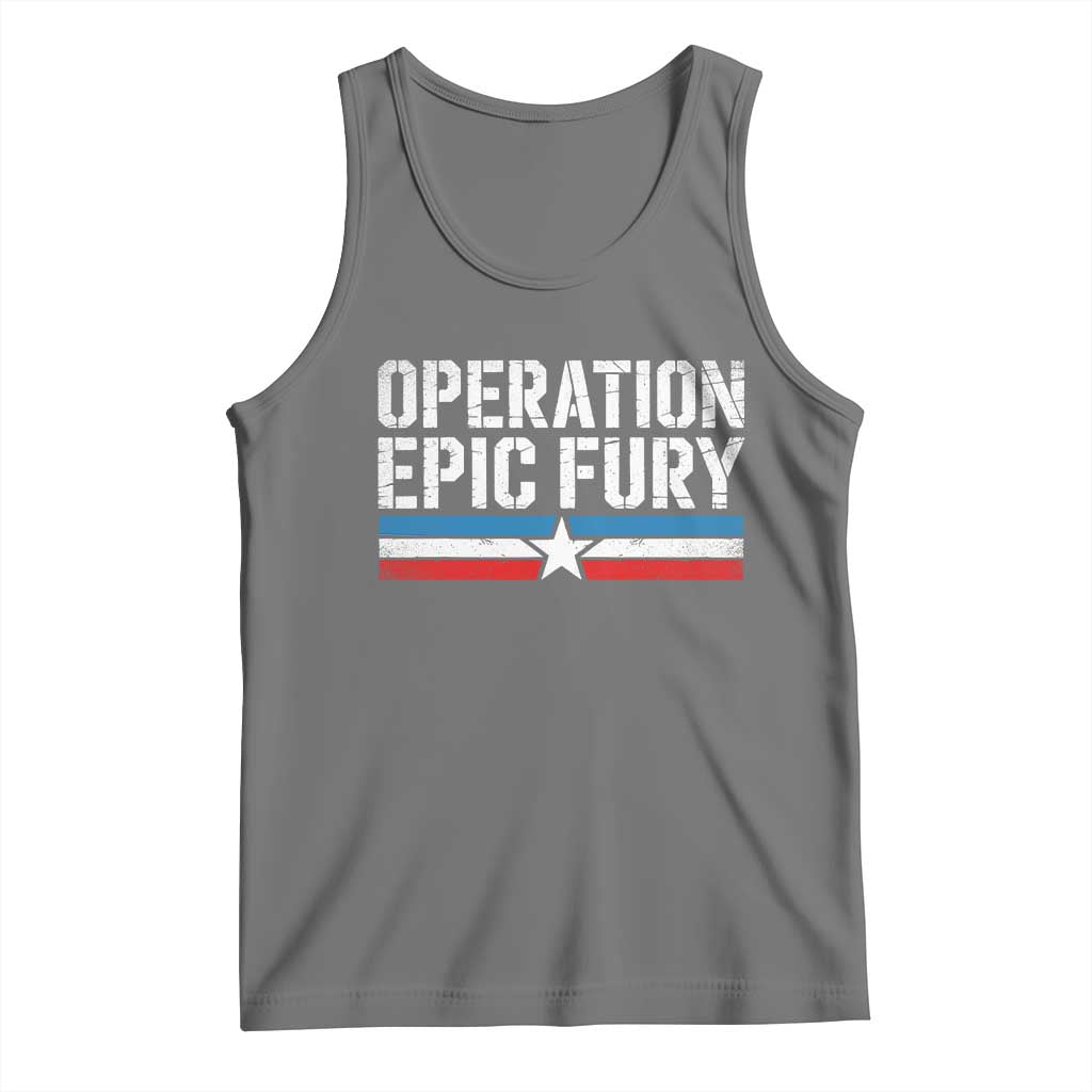 Operation Epic Fury Retro Patriotic Stripe Tank Top Vintage American Strength Freedom Supporters