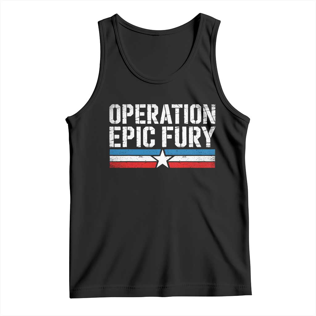 Operation Epic Fury Retro Patriotic Stripe Tank Top Vintage American Strength Freedom Supporters