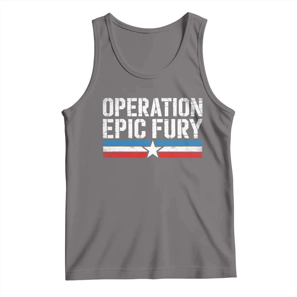 Operation Epic Fury Retro Patriotic Stripe Tank Top Vintage American Strength Freedom Supporters