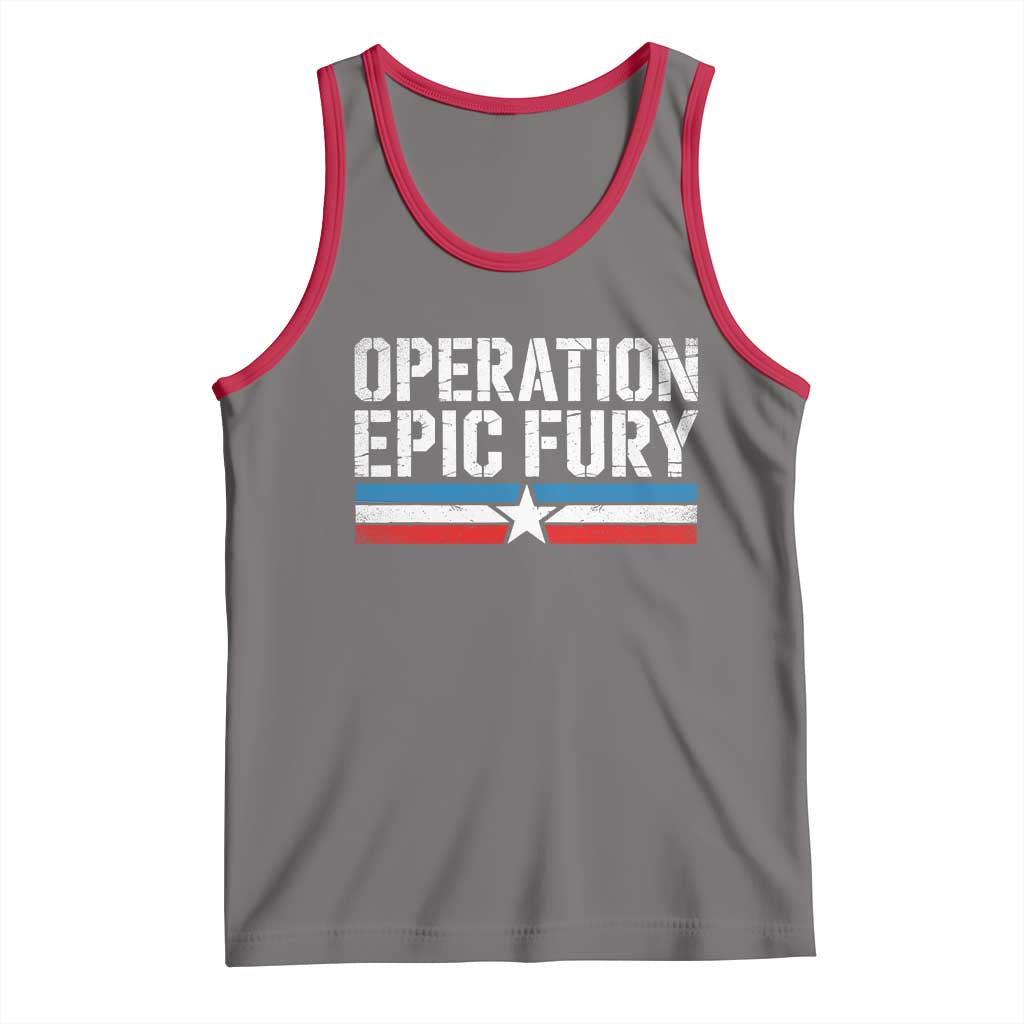 Operation Epic Fury Retro Patriotic Stripe Tank Top Vintage American Strength Freedom Supporters