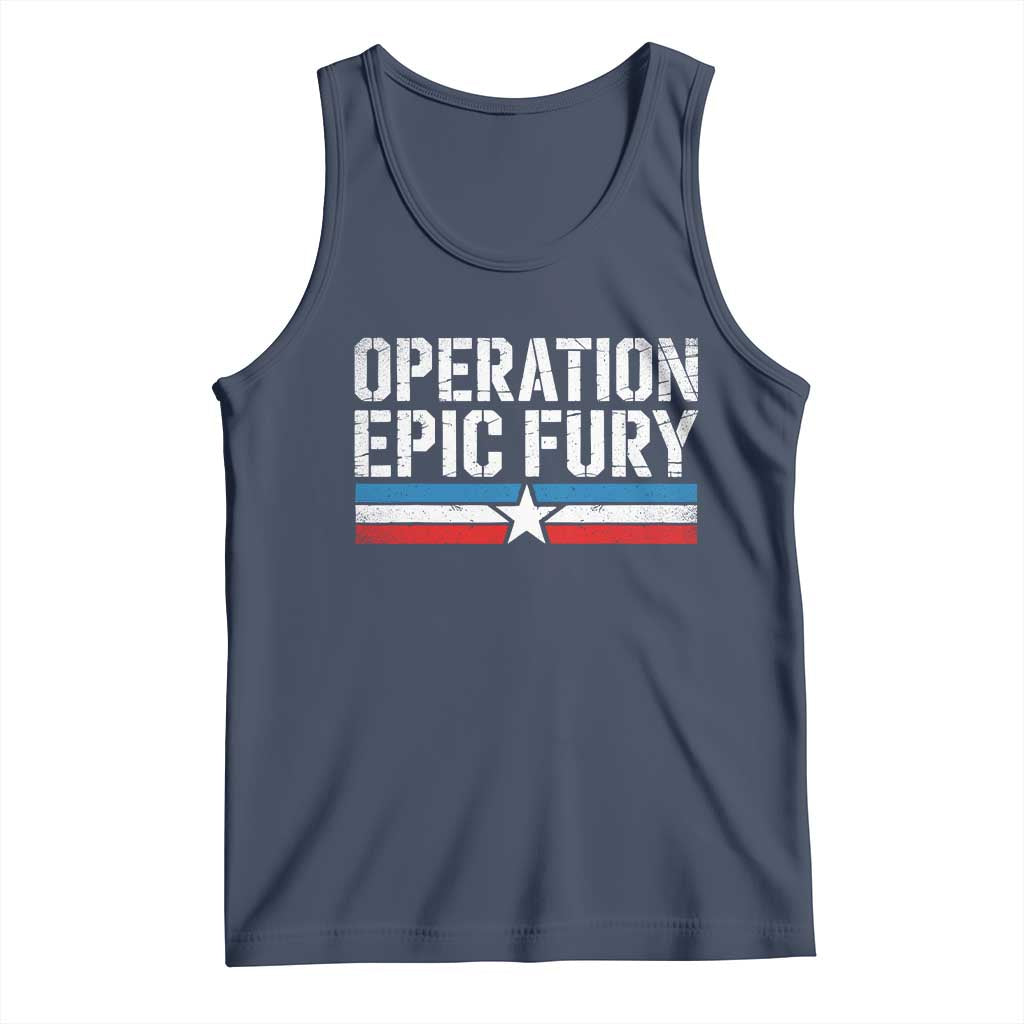Operation Epic Fury Retro Patriotic Stripe Tank Top Vintage American Strength Freedom Supporters