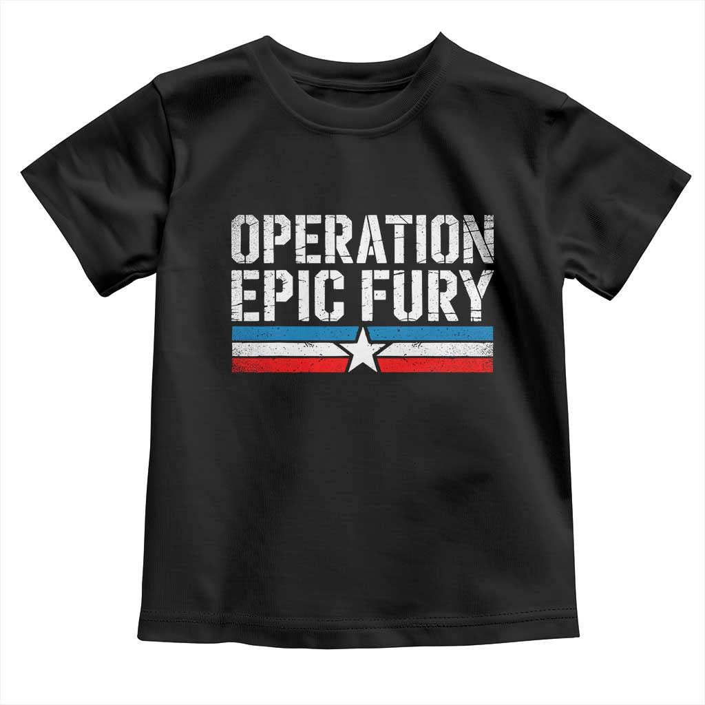 Operation Epic Fury Retro Patriotic Stripe Toddler T Shirt Vintage American Strength Freedom Supporters