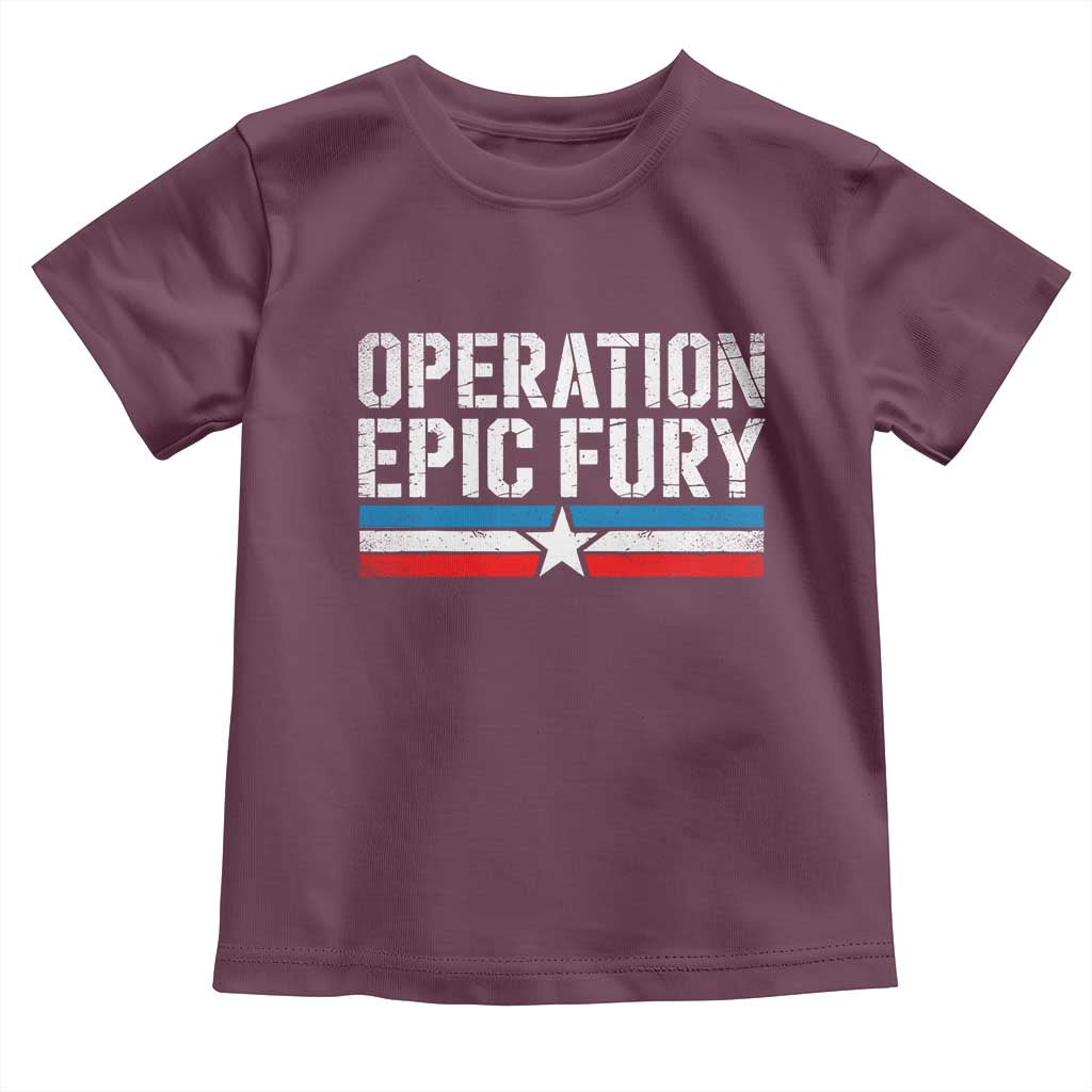 Operation Epic Fury Retro Patriotic Stripe Toddler T Shirt Vintage American Strength Freedom Supporters
