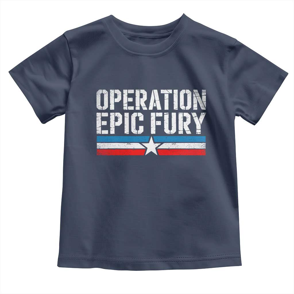 Operation Epic Fury Retro Patriotic Stripe Toddler T Shirt Vintage American Strength Freedom Supporters