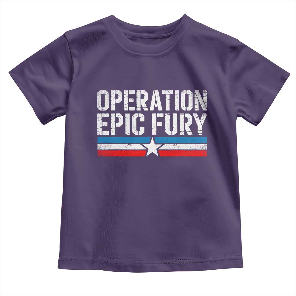 Operation Epic Fury Retro Patriotic Stripe Toddler T Shirt Vintage American Strength Freedom Supporters