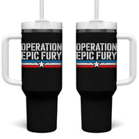 Operation Epic Fury Retro Patriotic Stripe Tumbler With Handle Vintage American Strength Freedom Supporters