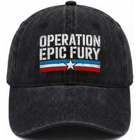 Operation Epic Fury Retro Patriotic Stripe Washed Cotton Baseball Cap Vintage American Strength Freedom Supporters