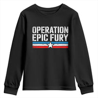 Operation Epic Fury Retro Patriotic Stripe Youth Sweatshirt Vintage American Strength Freedom Supporters