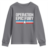 Operation Epic Fury Retro Patriotic Stripe Youth Sweatshirt Vintage American Strength Freedom Supporters