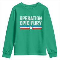 Operation Epic Fury Retro Patriotic Stripe Youth Sweatshirt Vintage American Strength Freedom Supporters