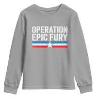 Operation Epic Fury Retro Patriotic Stripe Youth Sweatshirt Vintage American Strength Freedom Supporters