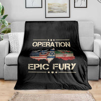 Operation Epic Fury USA Israel Throw Blanket Patriotic Military Peace Through Strength