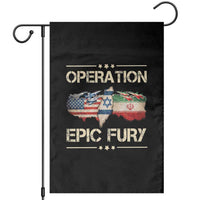 Operation Epic Fury USA Israel Garden Flag Patriotic Military Peace Through Strength