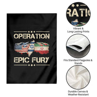 Operation Epic Fury USA Israel Garden Flag Patriotic Military Peace Through Strength