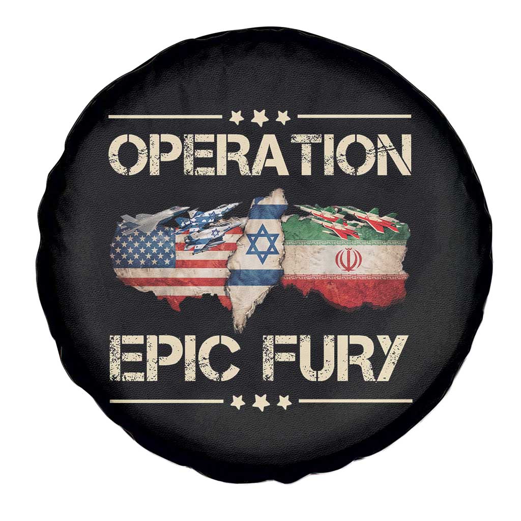 Operation Epic Fury USA Israel Spare Tire Cover Patriotic Military Peace Through Strength