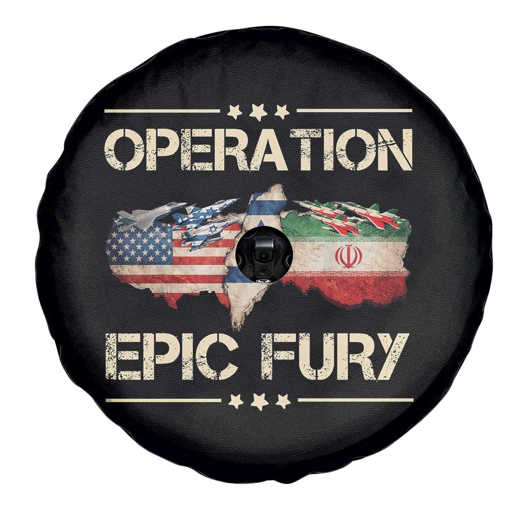 Operation Epic Fury USA Israel Spare Tire Cover Patriotic Military Peace Through Strength