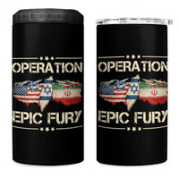 Operation Epic Fury USA Israel 4 in 1 Can Cooler Tumbler Patriotic Military Peace Through Strength