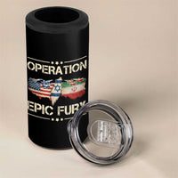 Operation Epic Fury USA Israel 4 in 1 Can Cooler Tumbler Patriotic Military Peace Through Strength
