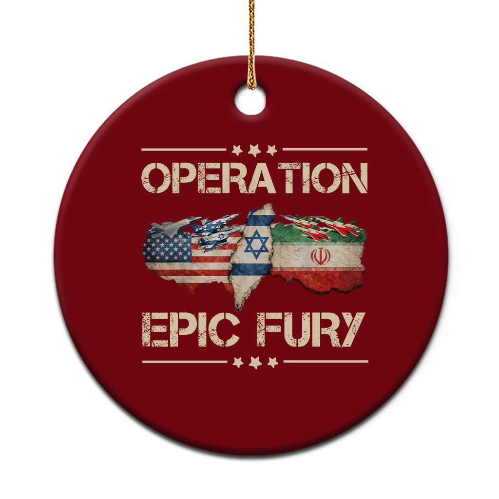Operation Epic Fury USA Israel Ceramic Ornament Patriotic Military Peace Through Strength