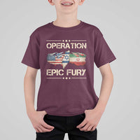 Operation Epic Fury USA Israel T Shirt For Kid Patriotic Military Peace Through Strength
