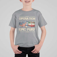 Operation Epic Fury USA Israel T Shirt For Kid Patriotic Military Peace Through Strength