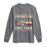 Operation Epic Fury USA Israel Long Sleeve Shirt Patriotic Military Peace Through Strength