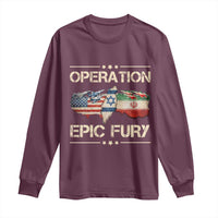 Operation Epic Fury USA Israel Long Sleeve Shirt Patriotic Military Peace Through Strength