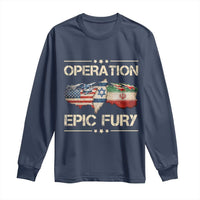 Operation Epic Fury USA Israel Long Sleeve Shirt Patriotic Military Peace Through Strength