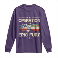 Operation Epic Fury USA Israel Long Sleeve Shirt Patriotic Military Peace Through Strength